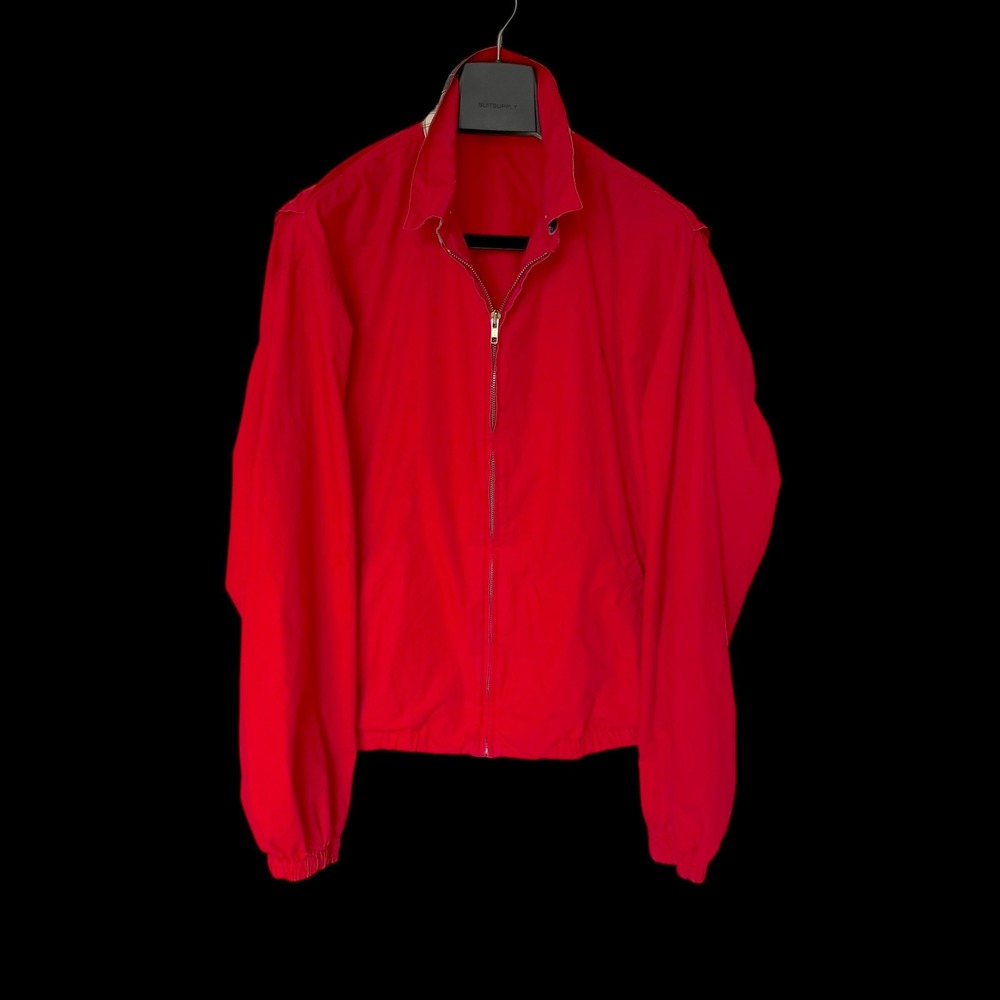 90's Polo Ralph Lauren Harrington Jacket Red Plaid Collar Windbreaker XL